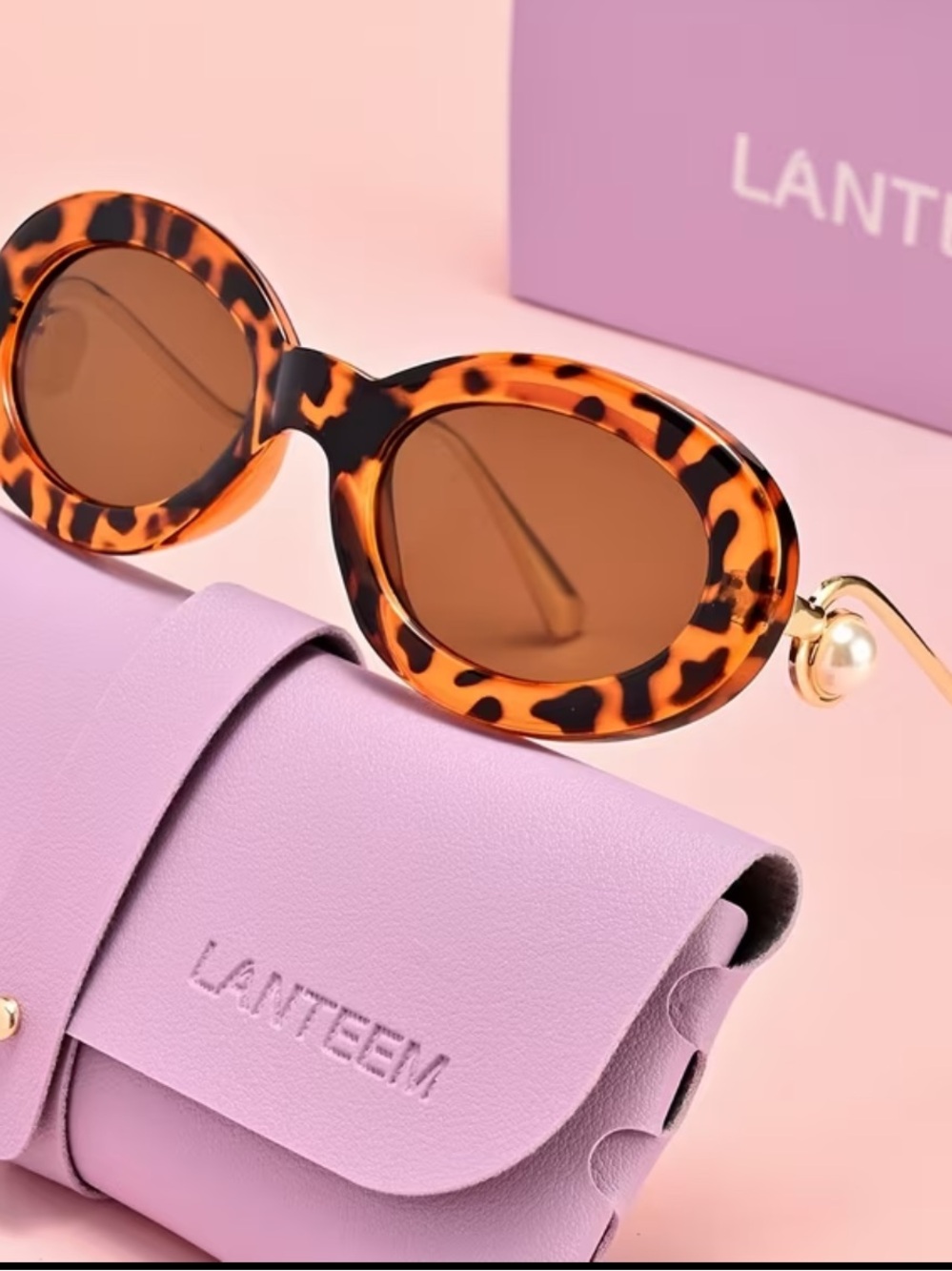 Tortoiseshell Oval Sunglasses in Brown